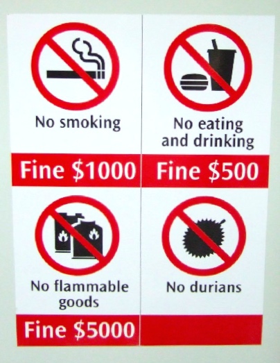 Singapore signs banning certain activities