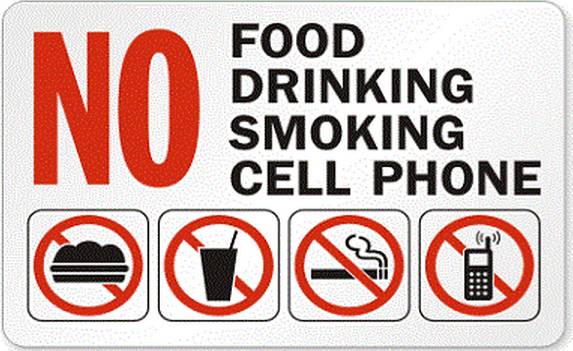 Singapore 'No food, drinking, smoking, cell phone' sign