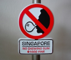 'No chewing gum' sign in Singapore