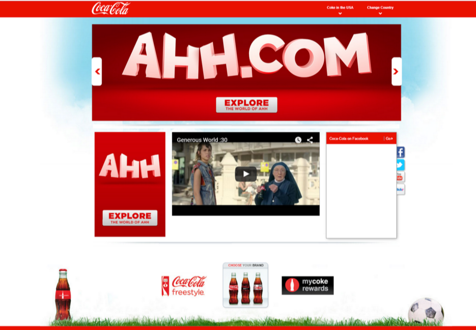 Coke USA website homepage