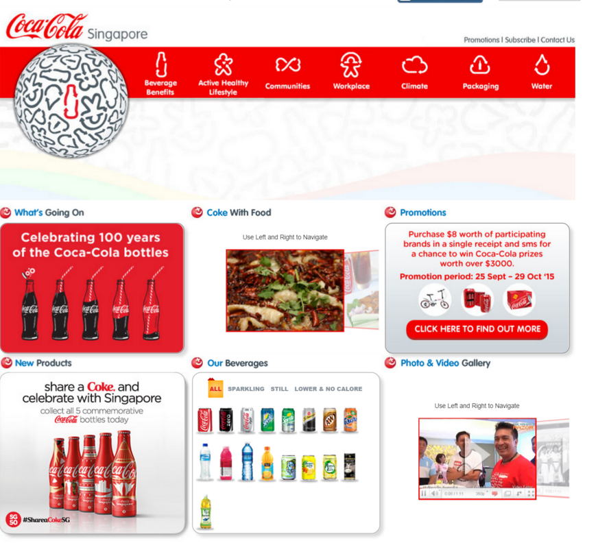 Coke Singapore website homepage