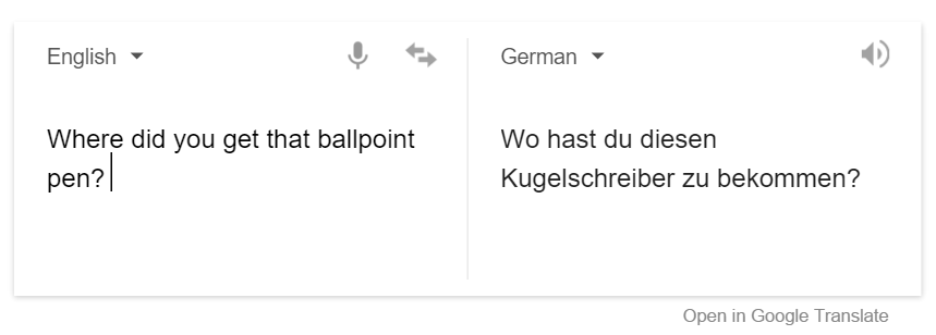 Google translate from English to German