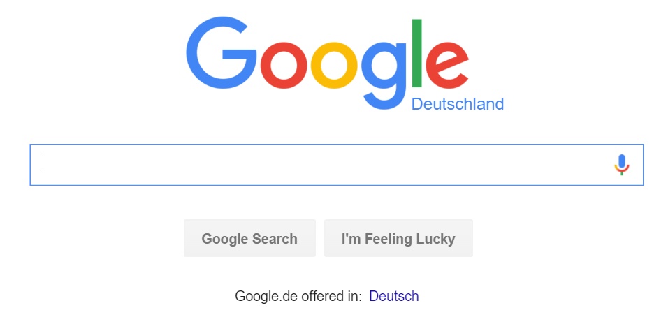 Google.de homepage in English