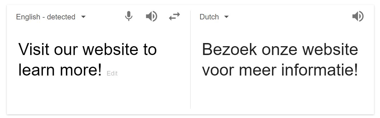 Google Translate English to Dutch