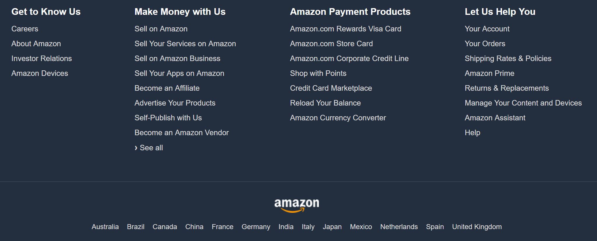 Amazon.com footer